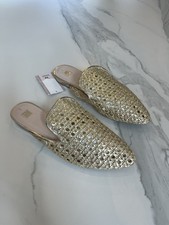 NEW Womens TU Flat Gold Shoes, UK 6, Faux Leather, Slip on, Pointed