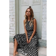 Womens Maxi Dress Polka Dot