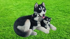 Husky & Pups Ornament Garden