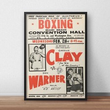 Cassius Clay Aka Ali Vs Warner Vintage Boxing Poster Print Picture A3 A4 A5