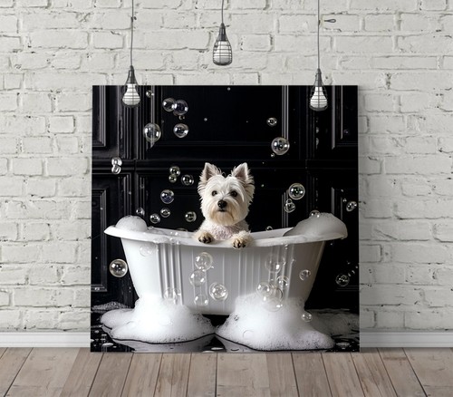 White westie dog bath - westie, in