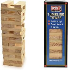 54Pc Wooden Tumbling Tower Game Traditional Stacking Family Kids Travel Friendly