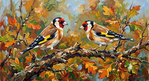 Goldfinch birds canvas picture - birds,