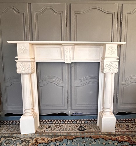 Cream coloured fireplace - cream-coloured,