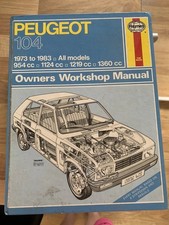 Haynes Workshop Manual For Peugeot 104 1973-1983 