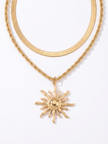 Boho sunburst layered necklace - boho,