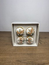 LAURA ASHLEY Set of 4 Leopard Drawer Pulls Ceramic Gold BRAND NEW, BOXED!