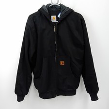 Carhartt Hooded Jacket Size L Mens Black Zip FPL-WRDC