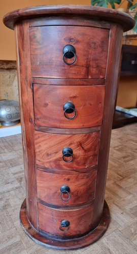 Dark sheesham wood drum chest - wood,