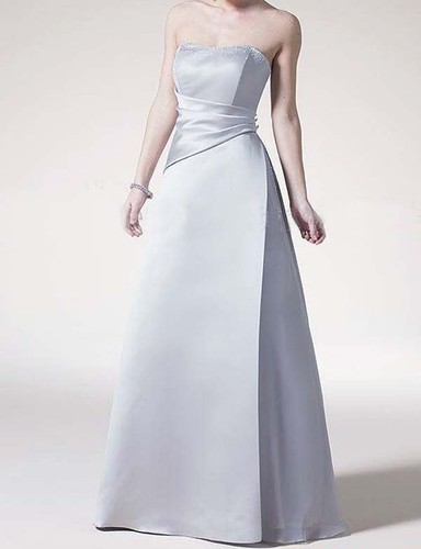 Silver satin formal evening - silver,