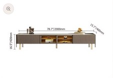 Homary Rectangular Stone Top TV Stand Console with Storage Glass Sliding Doors