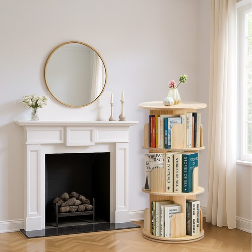 Pine rotating bookshelf - bookshelf, –