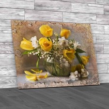 Vintage Tulip Bouquet Lilies Of The Valley Delight Canvas Print Large Picture