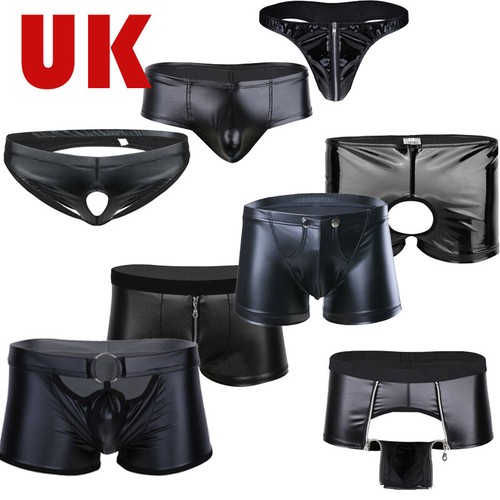 Sexy men faux leather boxer - men,