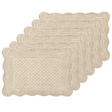 6 PC Quilted Placemats, 18"X13"Extra Large Cotton Placemats Set of 6, 100% Co...