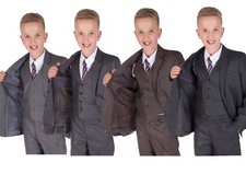 Boys Grey Suits 5 Piece