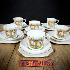 Set of Six Trios 18 Pc Royal Tea-Set, King George V Silver Jubilee Cups Saucer