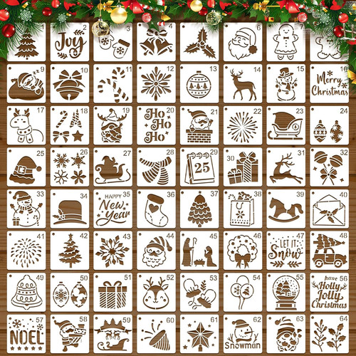 64pcs small christmas stencils - christmas,