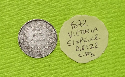 1872 silver sixpence - 6d, coins