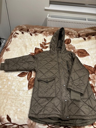 Olive green long - long, coat