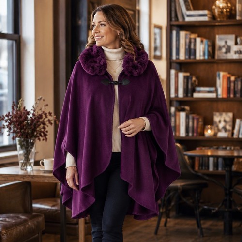Nwt purple cape poncho - cape, faux