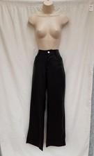 BERSHKA PLEATHER TROUSERS,BLACK,STRAIGHT LEG,80S,90S,RETRO-VINTAGE LOOK,SIZE 12