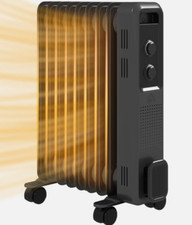 HOMCOM 2.5kW Black Portable Oil Filled Electric Radiator 46-2-24