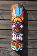 STUNNING TIKI MASK 50CM WALL DECORATION (HAND CARVED & PAINTED IN BALI) DESIGN C