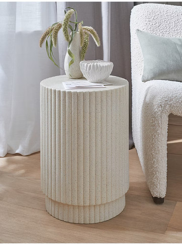 Cream ribbed side - side, table