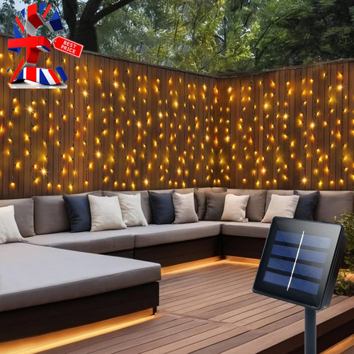 Solar curtain lights outdoor - solar,