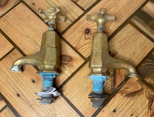 Pair antique solid brass - pair,