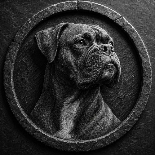 Boxer dog engraved - dog, slate