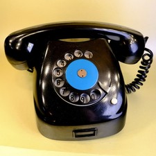 1950s Vintage Metal & Bakelite Rotary Bell Telephone. Unusual Styling, Working