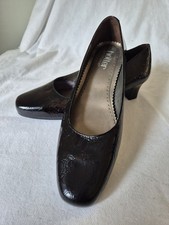 Hotter Enchant Black Patent Slip On Shoes Uk 6.5 EE Fitting New Without Box