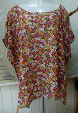 Pistol Panties ditsy floral beach poncho M L bikini cover-up NEW retro top 