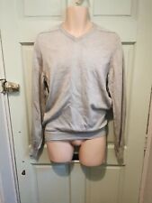Luca Nobili Mens Small Grey Merino Wool V-Neck Jumper Pullover TightKnit Italy
