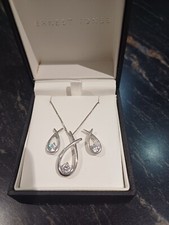 Ernest Jones  Lovers Knot Pendant & Earrings set with CZ