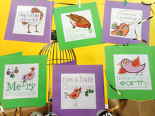 CHRISTMAS GREETNGS DELIVERED BY BIRDS . 6 CROSS STITCH CHARTS. CHARITY SALE ?