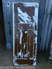 27 7/8x76 3/4” 1930s Painted Pitch Pine Four Panel 1 Over 3 Narrow Internal Door