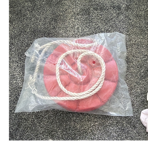 Red plastic disc rope swing - plastic,