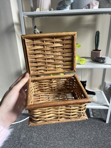 Vintage wicker woven basket - wicker,