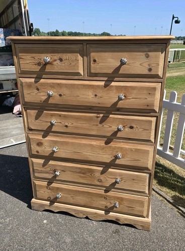 Large vintage pine seven - pine, chest