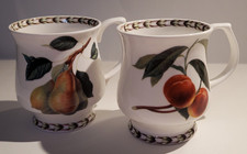 Queens Cup / Mug x 2 -  Hookers Fruit  - Footed  - Coffee Tea  - Bone China - VG