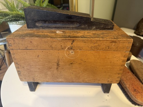 Vintage oak shoe shine box - vintage,