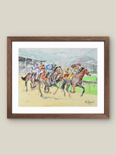 Original horse racing painting - racing,