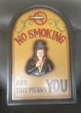 Wooden Pub Sign No Smoking Collectable Vintage 23 x 16 inch VGC