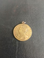 1713 Queen Anne Full Guinea Gold Coin Mounted