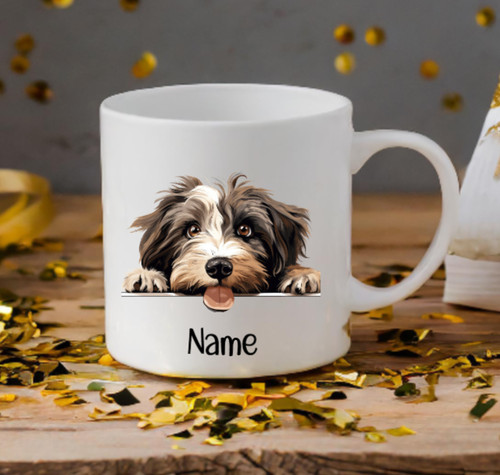 Tibetan terrier dog peeping - tibetan,