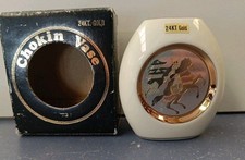 The Art of Chokin  Small Ceramic Vase - 24k Gold 