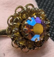 Sarah Coventry Canada: vintage ring: aurora borealis + amber rhinestones